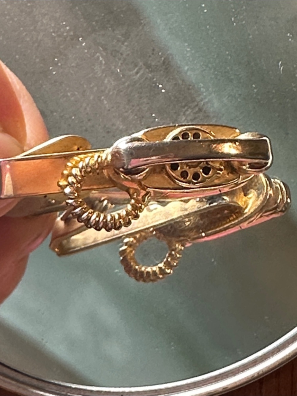 Vintage 60s‎ gold tone rotary landline telephone tie clip